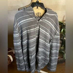 Hang Ten Men's Gray Horizon Striped pullover flannel Sz 3X button down neck